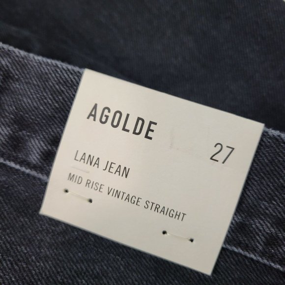 AGOLDE Size 27 Lana Mid-Rise Vintage Straight Button-Fly Black Jeans Full-Length - Picture 4 of 13